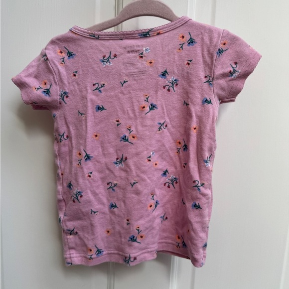 Carter's 2T Girls Pink/Purple Floral Short Sleeve Pajama Top - Picture 4 of 4